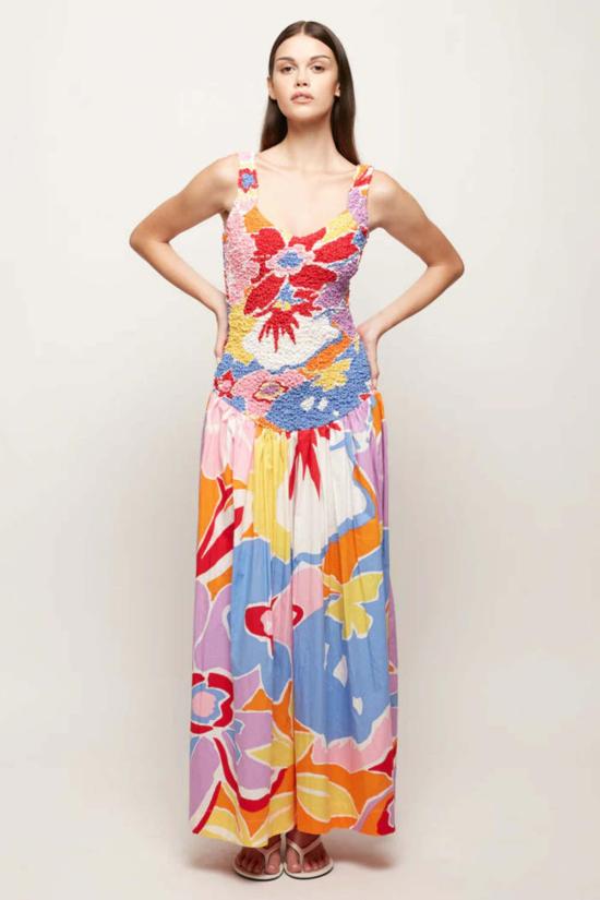  에스더블유에프 롱 원피스 S/W/F 얼룩무늬 맥시 드레스 일렉트릭 가든