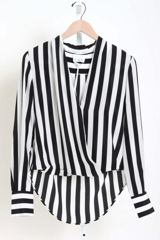  사 수 파이 블라우스 사수피 크리스 크로스 셔츠