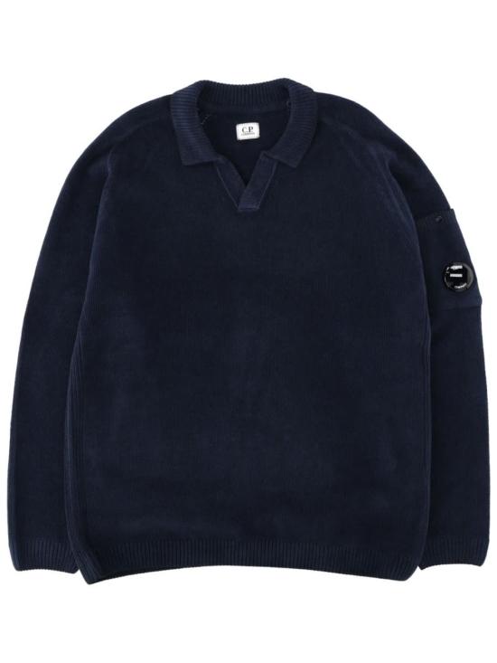  씨피 컴퍼니 폴로 티셔츠 C.P. 컴퍼니 면 니트 폴로 셔츠 (블루)