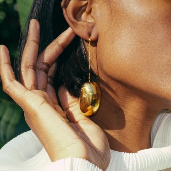  밍유왕 이어링 밍위왕 콩 귀걸이 18K 금도금 - MING YU WANG