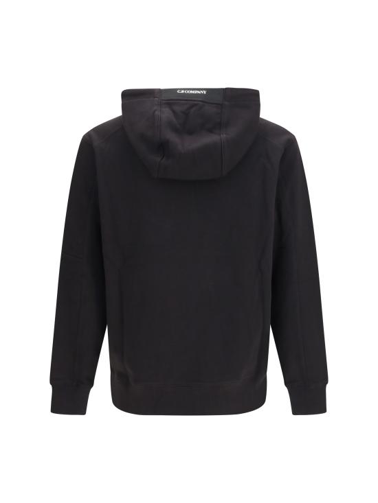 26SS 씨피 컴퍼니 다이애그널 레이즈드 플리스 렌즈 레귤러 핏 후드 티셔츠 RCCMSS714A005086W 999 BLACK - C.P. COMPANY