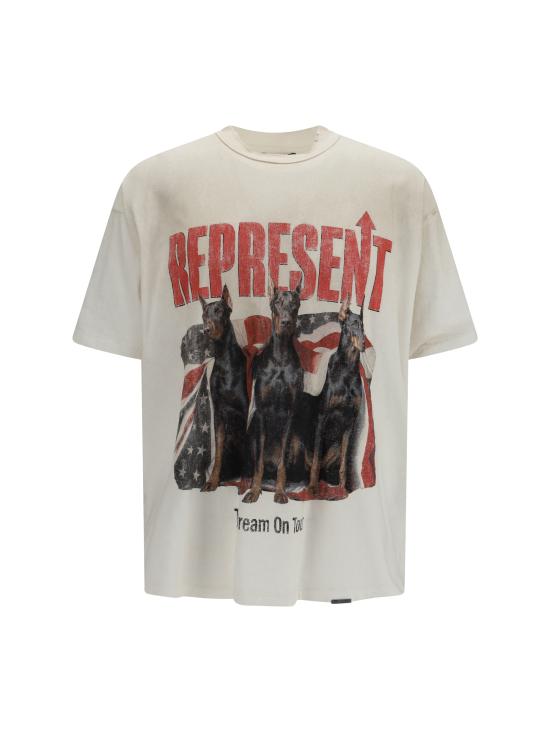 26SS 리프레젠트 반팔 티셔츠 MLM100593 WASHEDECRU