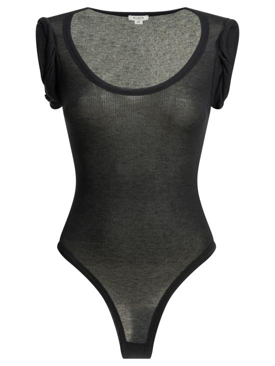 26SS 알라이아 바디수트 티셔츠 AA9B0460J101C999 Black