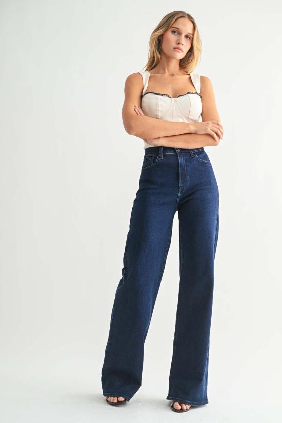  저스트 블랙 데님 데님 팬츠 팔라초 진 라이트 데님 - JUST BLACK DENIM