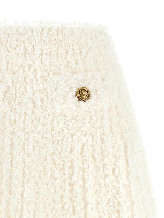  발망 숏 스커트 플루메티스 트위드 미니 스커트 화이트 - BALMAIN