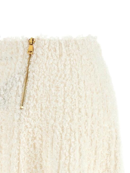  발망 숏 스커트 플루메티스 트위드 미니 스커트 화이트 - BALMAIN