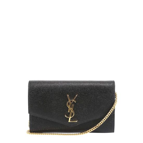 26SS 생로랑 그레인 레더 업타운 체인 지갑 607788 1GF0J1000 BLACK - SAINT LAURENT