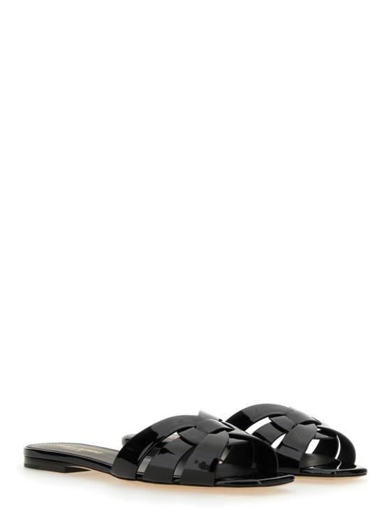  생로랑 페이턴트 레더 트리뷰트 플랫 뮬 571952 B8I001000 BLACK - SAINT LAURENT