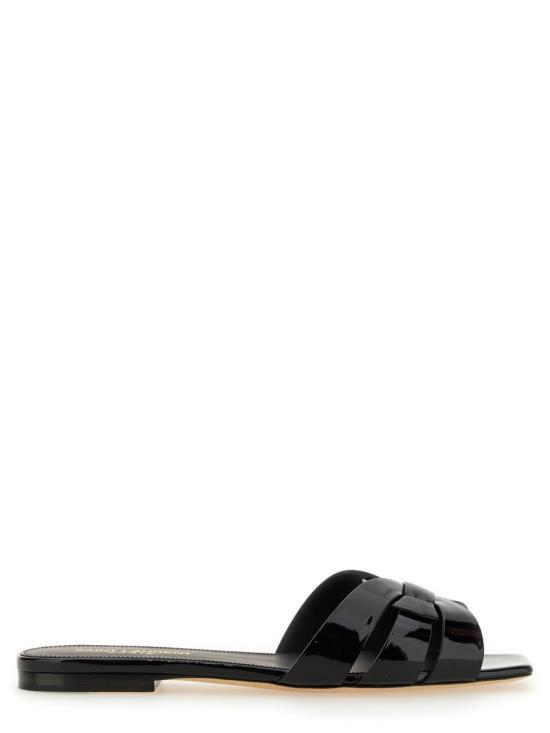  생로랑 페이턴트 레더 트리뷰트 플랫 뮬 571952 B8I001000 BLACK - SAINT LAURENT