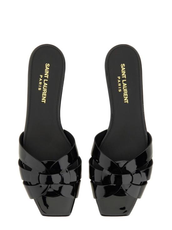  생로랑 페이턴트 레더 트리뷰트 플랫 뮬 571952 B8I001000 BLACK - SAINT LAURENT