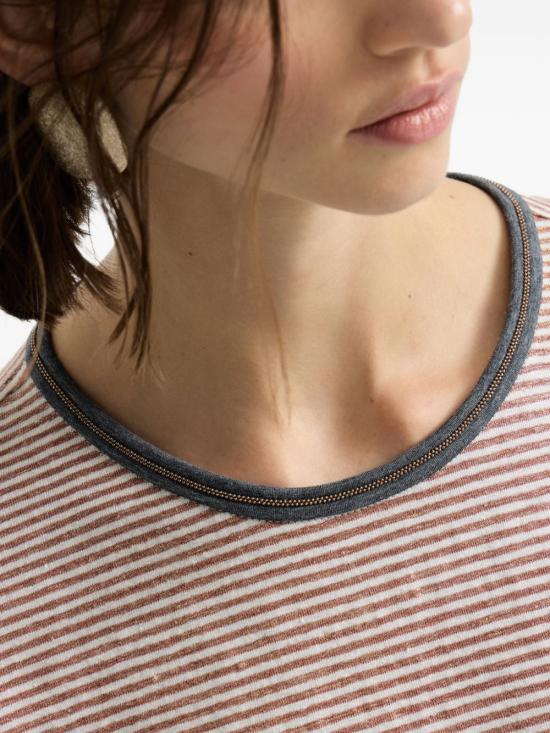 26SS 브루넬로 쿠치넬리 반팔 티셔츠 MQ977DU500 C2095 Orange - BRUNELLO CUCINELLI