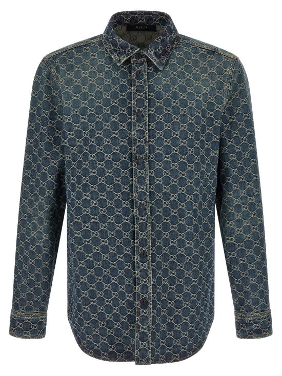 26SS 구찌 GG 코튼 데님 자카드 셔츠 864821XDDF34011 Blue
