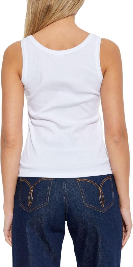 26SS 베르사체 로고 패피 리브드 스트레치 코튼 탱크탑 10232101A172221W000 WHITE - VERSACE