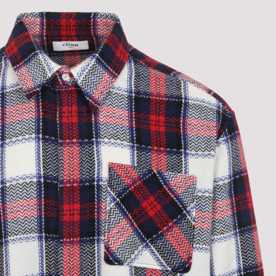 26SS 셀린느 체크 캐시미어 오버셔츠 RC0B01903 38ER BLACK RED WHITE MULTICOLOUR - CELINE