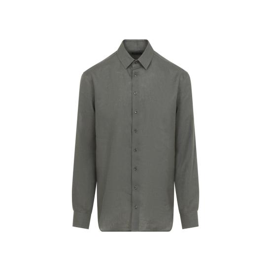 26SS 조르지오 아르마니 레규러 핏 린넨 셔츠 8WGCCZ98 TZC62 U7123 FOUR LEAF CLOVER NUDE NEUTRALS