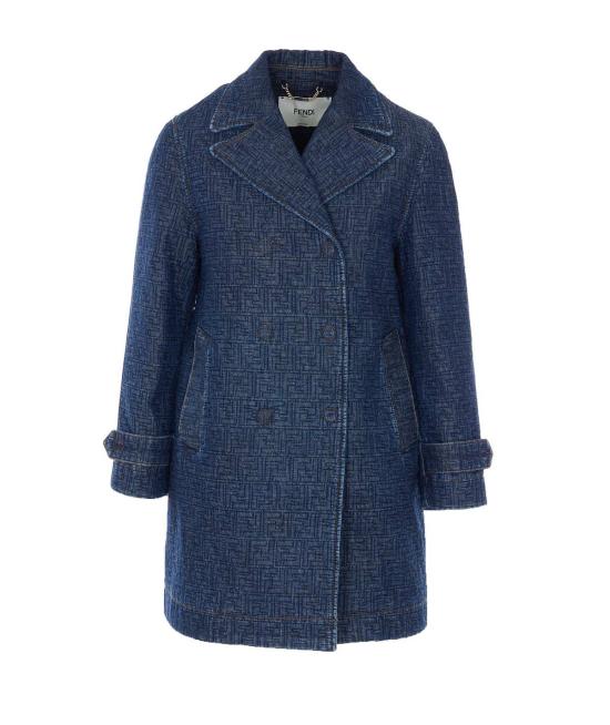  펜디 탑 FF 패딩 데님 셔츠 블루