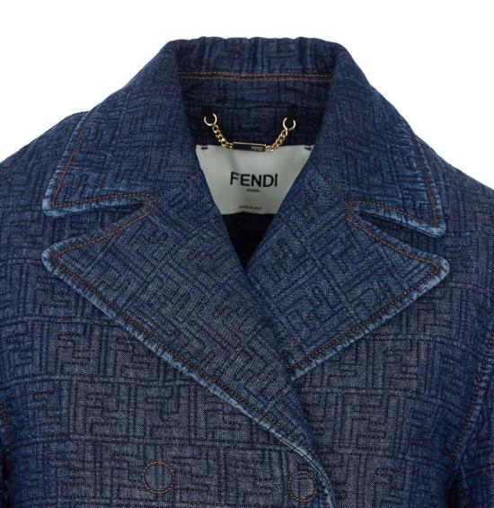  펜디 탑 FF 패딩 데님 셔츠 블루 - FENDI