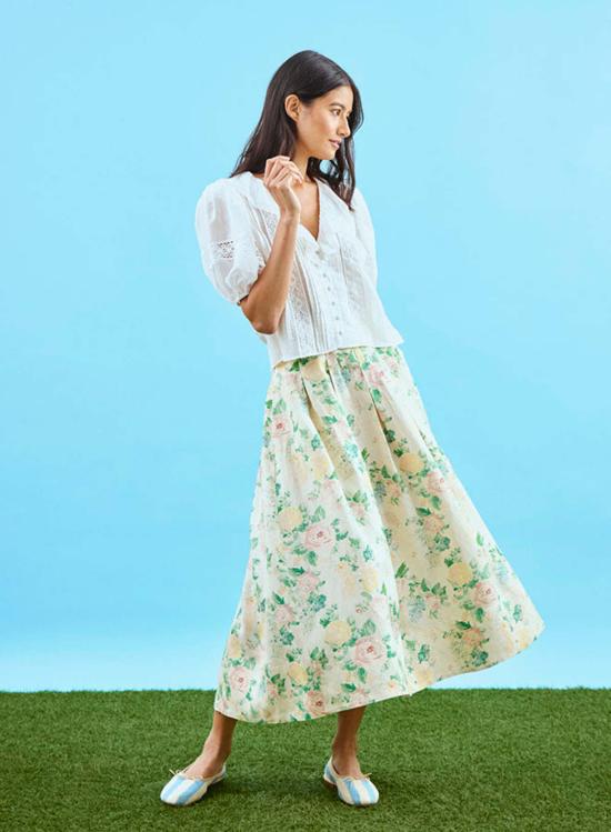  헌터 벨 롱 스커트 헌터벨 알렉시스 스커트 가든 로즈 피오니 - HUNTER BELL