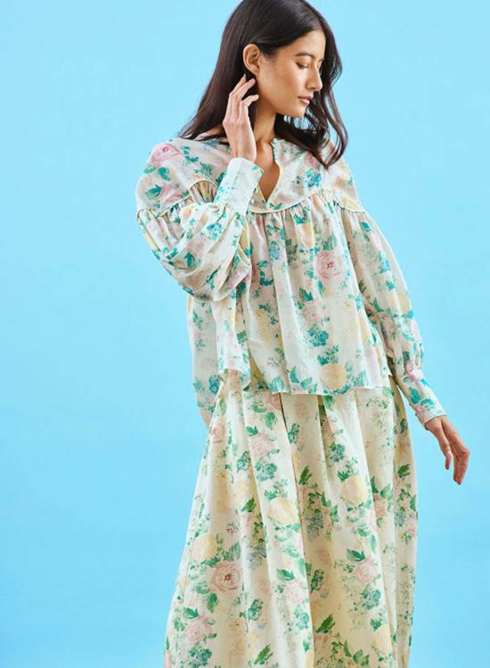  헌터 벨 롱 스커트 헌터벨 알렉시스 스커트 가든 로즈 피오니 - HUNTER BELL