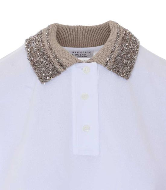  브루넬로 쿠치넬리 반팔 티셔츠 Brunello Cucinelli 폴로 셔츠 화이트 - BRUNELLO CUCINELLI