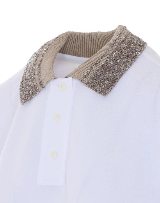  브루넬로 쿠치넬리 반팔 티셔츠 Brunello Cucinelli 폴로 셔츠 화이트 - BRUNELLO CUCINELLI