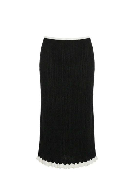  솔리드 앤 스트라이프 미디 스커트 다이애나 스커트 느와르 - SOLID AND STRIPED