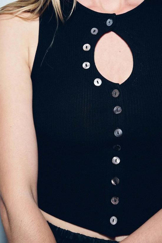  패션 브랜드 컴퍼니 민소매 티셔츠 패션 브랜드 회사 언버튼드 텐셀 립 탱크탑