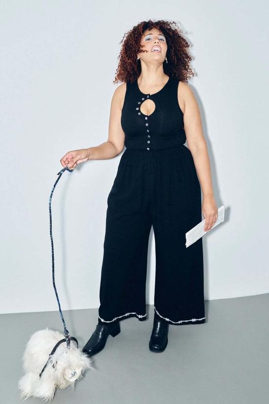  패션 브랜드 컴퍼니 민소매 티셔츠 패션 브랜드 회사 언버튼드 텐셀 립 탱크탑 - FASHION BRAND COMPANY