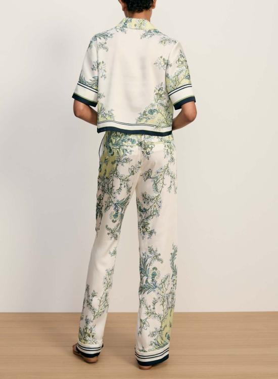  베로니카비어드 스트레이트 팬츠 Veronica Beard Grigore 와이드 레그 팬츠 라이트 피스타치오 멀티 - VERONICA BEARD