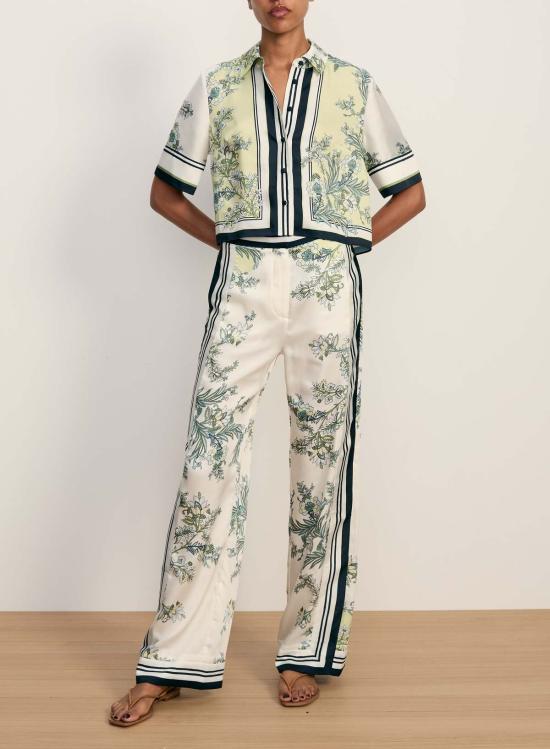  베로니카비어드 스트레이트 팬츠 Veronica Beard Grigore 와이드 레그 팬츠 라이트 피스타치오 멀티 - VERONICA BEARD