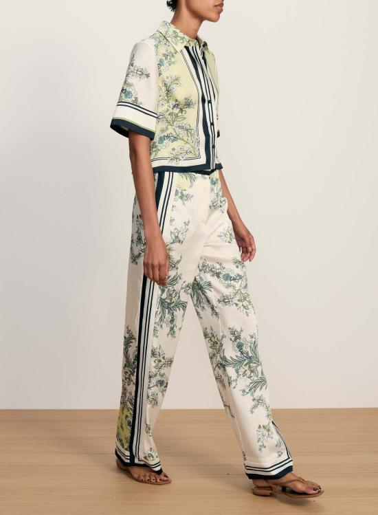  베로니카비어드 스트레이트 팬츠 Veronica Beard Grigore 와이드 레그 팬츠 라이트 피스타치오 멀티 - VERONICA BEARD