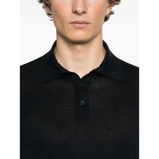  브루넬로 쿠치넬리 폴로 티셔츠 Brunello Cucinelli 스웨터 폴로 셔츠 블루 - BRUNELLO CUCINELLI