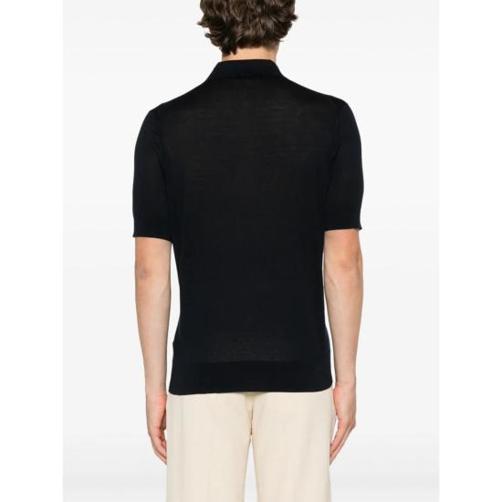  브루넬로 쿠치넬리 폴로 티셔츠 Brunello Cucinelli 스웨터 폴로 셔츠 블루 - BRUNELLO CUCINELLI