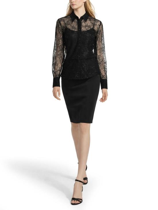  니나리찌 탑 니나 리치 레이스 셔츠 (스팽글 장식, 블랙) - NINA RICCI