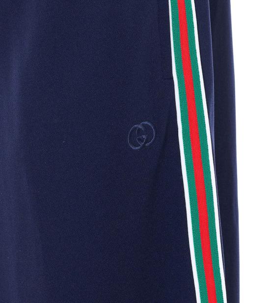  구찌 스트레이트 팬츠 테크니컬 저지 트랙 팬츠 블루 - GUCCI