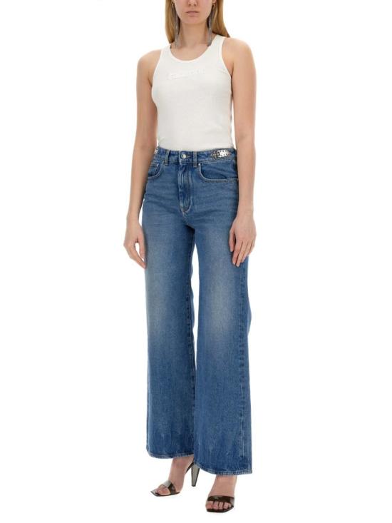  파코라반 민소매 티셔츠 라반 로고 플록 탱크탑 화이트 - PACO RABANNE