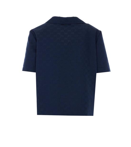  구찌 블라우스 GG 로고 탑 블루 - GUCCI