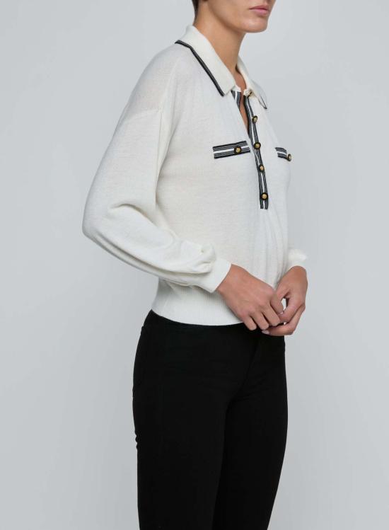  라장스 스웨터 말라키 크롭  아이보리/블랙 - L'AGENCE