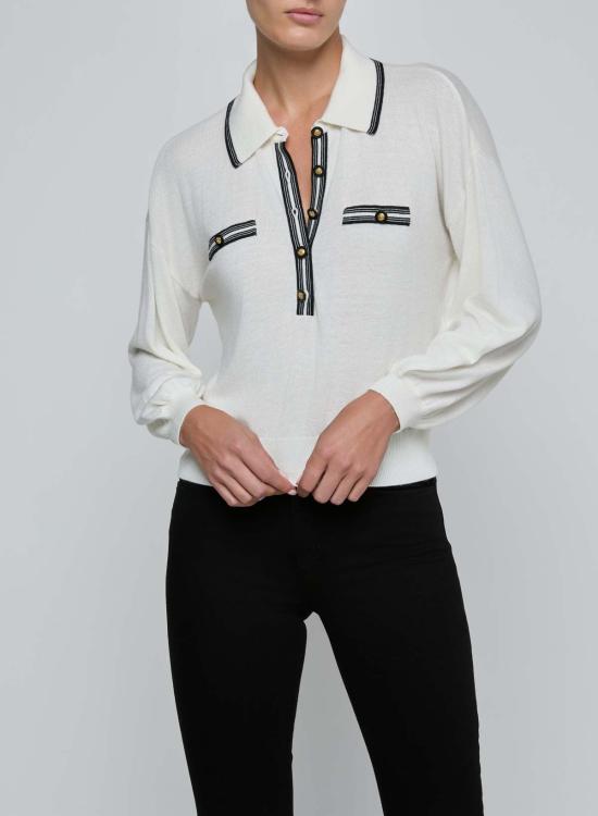  라장스 스웨터 말라키 크롭  아이보리/블랙