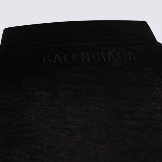  발렌시아가 반팔 티셔츠 코튼 티셔츠 블랙 - BALENCIAGA