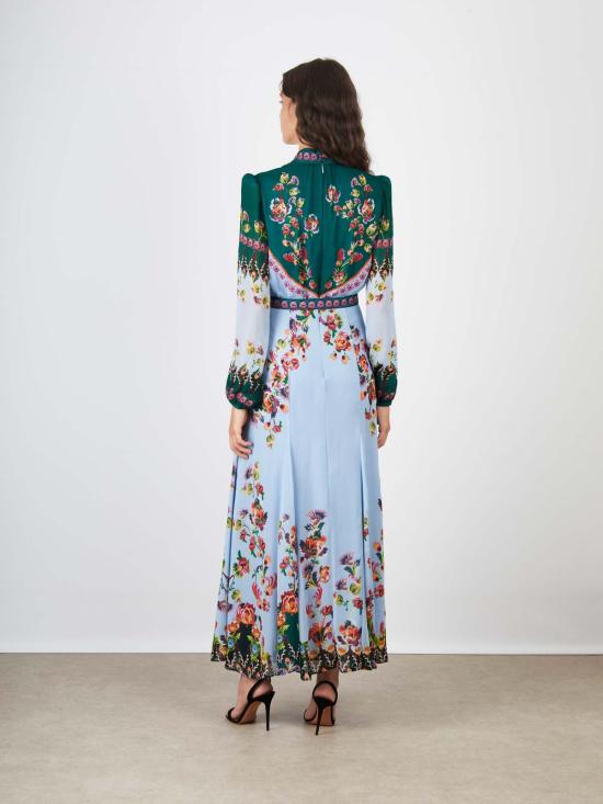  살로니 롱 원피스 Saloni Jacqui B 드레스 Saffier Trellis - SALONI