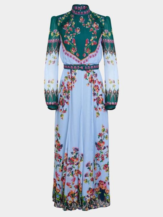  살로니 롱 원피스 Saloni Jacqui B 드레스 Saffier Trellis - SALONI