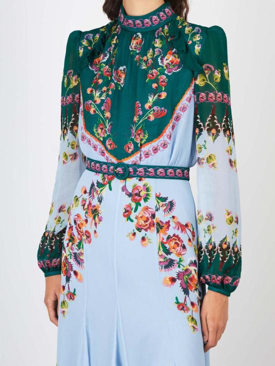  살로니 롱 원피스 Saloni Jacqui B 드레스 Saffier Trellis - SALONI