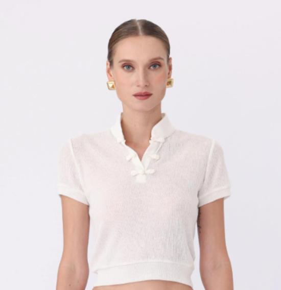  Sau Lee 반팔 티셔츠 사우 리 에니드 니트 폴로 셔츠 화이트