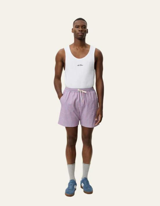  레듀 스윔팬츠 레 두 스탄 스트라이프 시어서커 수영 반바지 크로커스 핑크 - LES DEUX