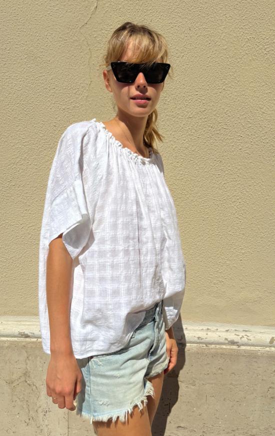  Two 탑 흰색 카디 체크 셔츠 두 벌