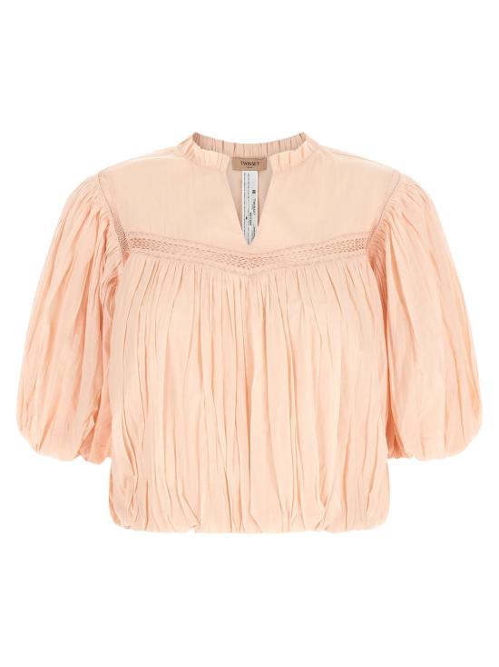  트윈셋 블라우스 컬  핑크