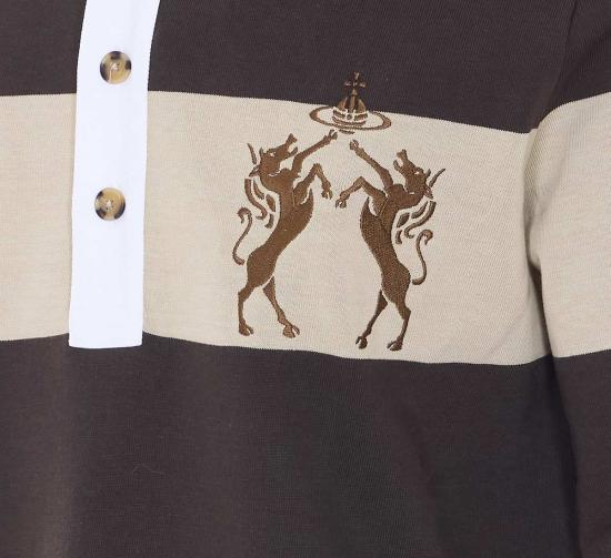  비비안웨스트우드 스웨터 비비안 웨스트우드 아카이브 럭비 긴팔 폴로 셔츠 브라운 - VIVIENNE WESTWOOD
