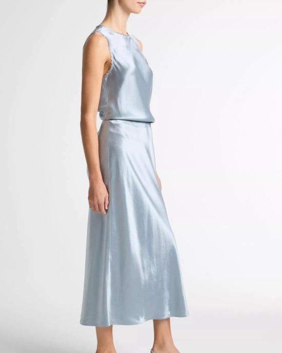  빈스 롱 스커트 사이드 슬릿 슬립  라이트 라군 - VINCE