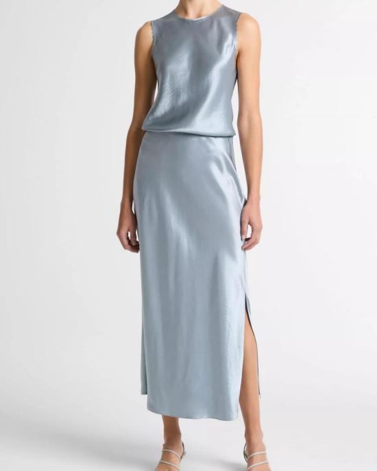  빈스 롱 스커트 사이드 슬릿 슬립  라이트 라군 - VINCE